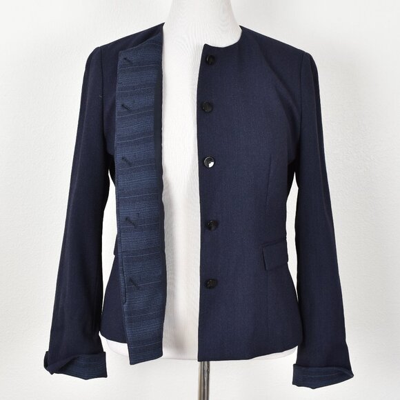 Hugo Boss Jalesana Hidden Button Wool Blazer Navy - 10 - Picture 7 of 11